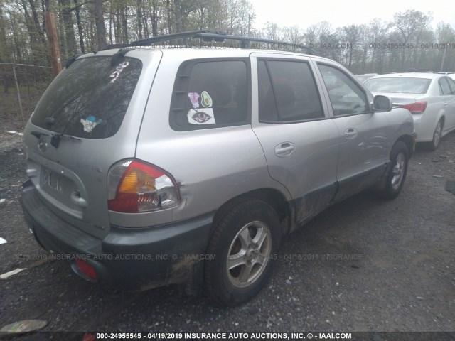 KM8SC73D32U325188 - 2002 HYUNDAI SANTA FE GLS/LX SILVER photo 4