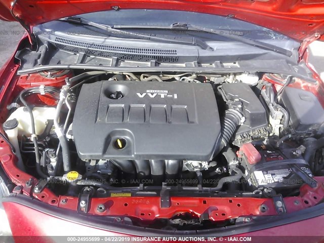 2T1BU4EE5AC427271 - 2010 TOYOTA COROLLA S/LE/XLE RED photo 10