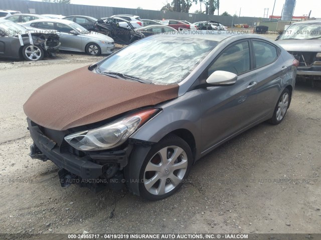 KMHDH4AE7CU226735 - 2012 HYUNDAI ELANTRA GLS/LIMITED GRAY photo 2