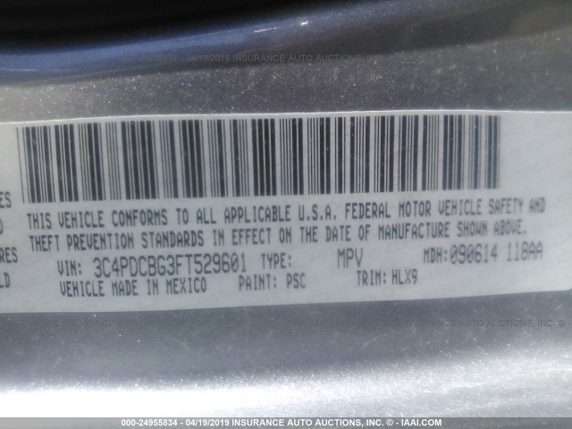 3C4PDCBG3FT529601 - 2015 DODGE JOURNEY SXT SILVER photo 9