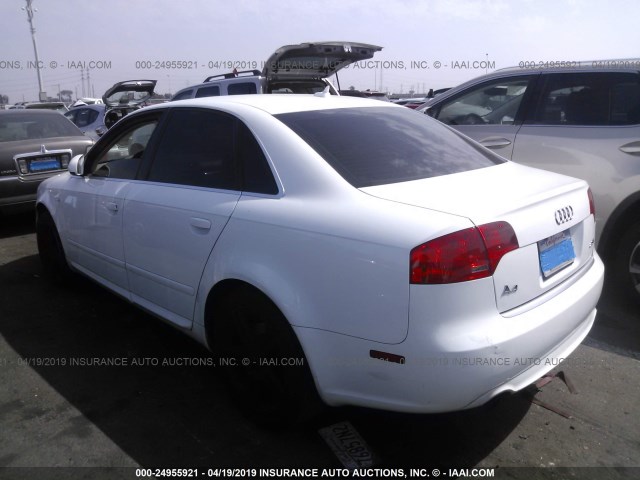 WAUAF78E88A079318 - 2008 AUDI A4 2.0T WHITE photo 3