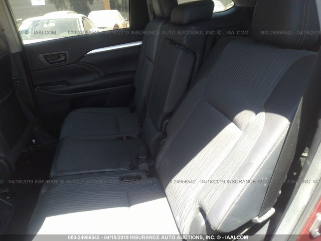 5TDZKRFH2GS163940 - 2016 TOYOTA HIGHLANDER LE/LE PLUS BURGUNDY photo 8