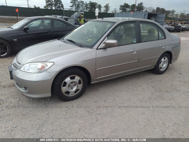 JHMES96685S014092 - 2005 HONDA CIVIC HYBRID BEIGE photo 2