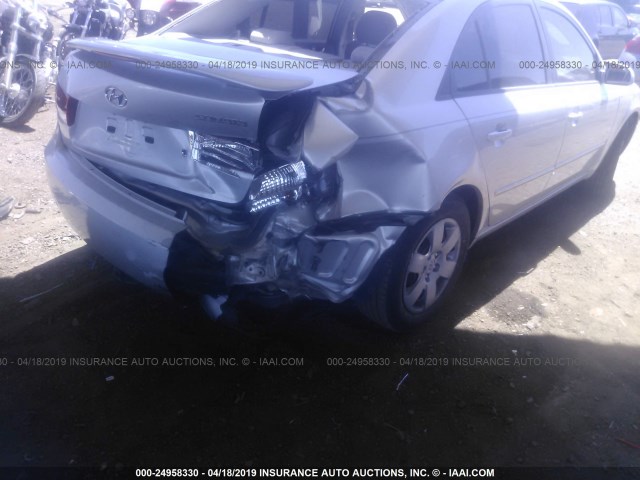 5NPET46C26H069189 - 2006 HYUNDAI SONATA GL SILVER photo 6