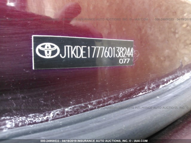 JTKDE177760138244 - 2006 TOYOTA SCION TC ბურგუნდია ფოტო 9