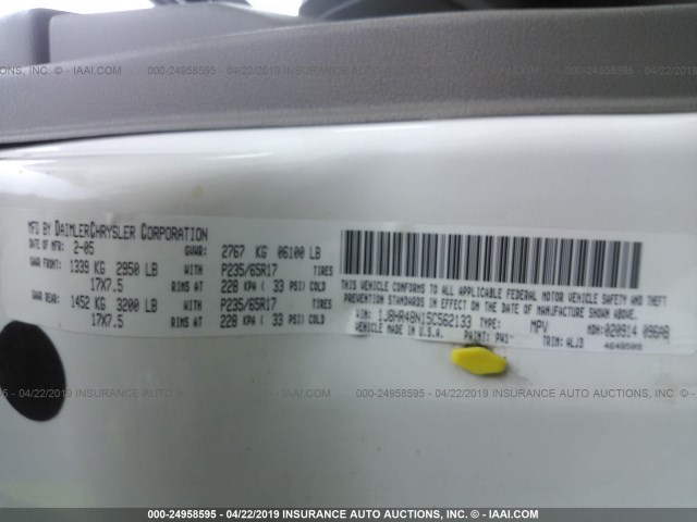 1J8HR48N15C562133 - 2005 JEEP GRAND CHEROKEE LAREDO/COLUMBIA/FREEDOM 白色 照片 9