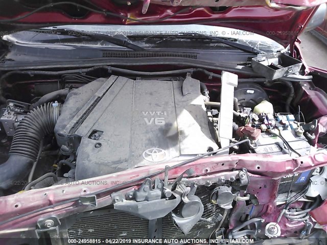 3TMJU62N07M040204 - 2007 TOYOTA TACOMA DOUBLE CAB PRERUNNER MAROON photo 10