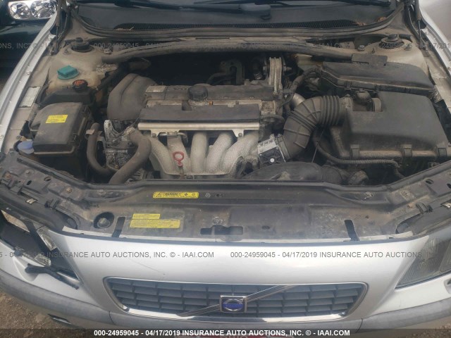 YV1RS61R722102723 - 2002 VOLVO S60 GRAY photo 10