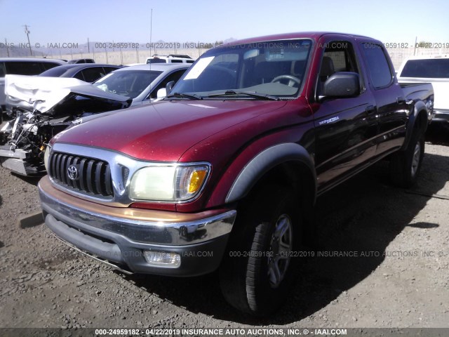 5TEGN92N84Z318838 - 2004 TOYOTA TACOMA DOUBLE CAB PRERUNNER BURGUNDY photo 2