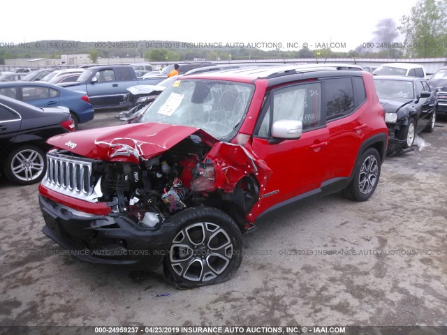 ZACCJADBXHPE92098 - 2017 JEEP RENEGADE LIMITED RED photo 2