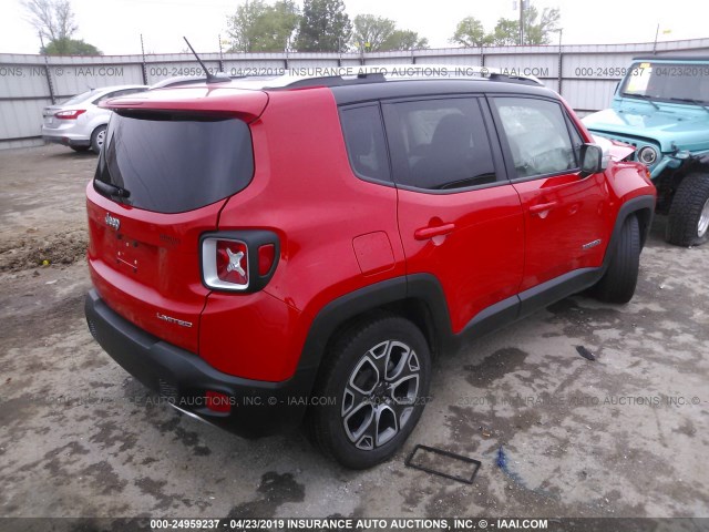 ZACCJADBXHPE92098 - 2017 JEEP RENEGADE LIMITED RED photo 4