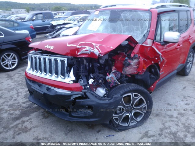 ZACCJADBXHPE92098 - 2017 JEEP RENEGADE LIMITED RED photo 6