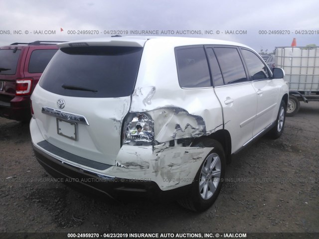 5TDZA3EH3CS029398 - 2012 TOYOTA HIGHLANDER SE WHITE photo 4