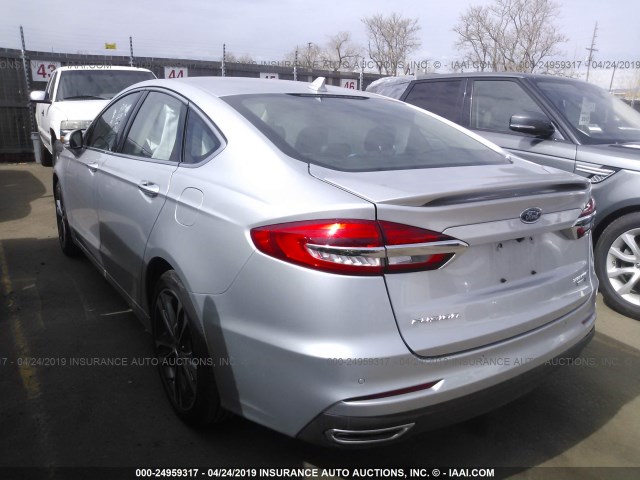 3FA6P0D90KR153226 - 2019 FORD FUSION TITANIUM SILVER photo 3