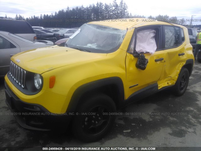 ZACCJBAB9JPH36419 - 2018 JEEP RENEGADE SPORT Դեղին լուսանկար 2