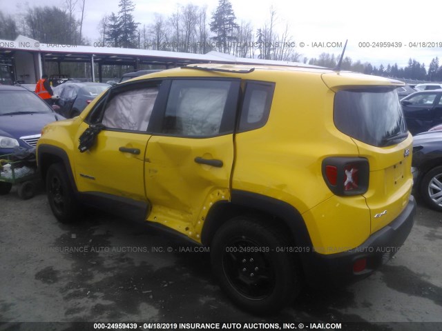 ZACCJBAB9JPH36419 - 2018 JEEP RENEGADE SPORT Դեղին լուսանկար 3