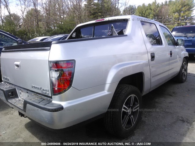 5FPYK1F71DB003169 - 2013 HONDA RIDGELINE SPORT SILVER photo 4