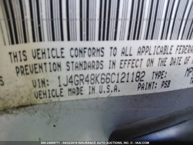 1J4GR48K66C121182 - 2006 JEEP GRAND CHEROKEE LAREDO/COLUMBIA/FREEDOM 银色 照片 9