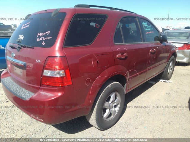 KNDJD735485789695 - 2008 KIA SORENTO EX/LX RED photo 4