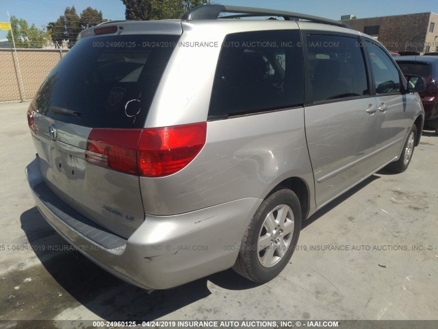 5TDZA23C24S074741 - 2004 TOYOTA SIENNA CE/LE SILVER photo 4