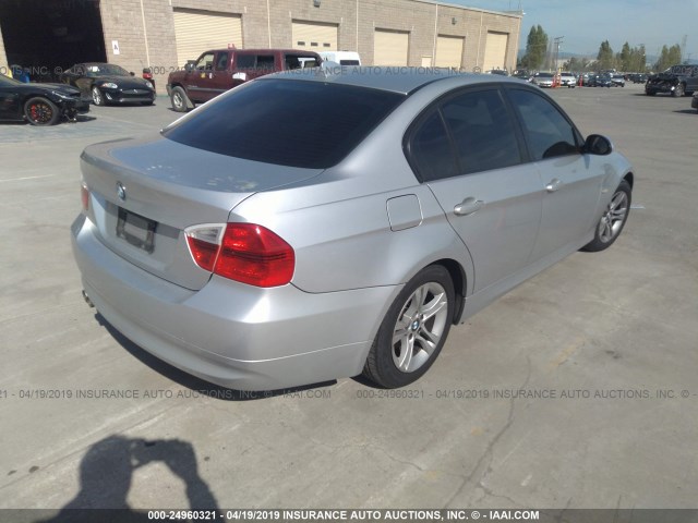 WBAVC53558FZ86410 - 2008 BMW 328 I SULEV SILVER photo 4