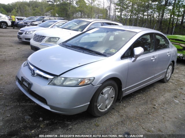 JHMFA36298S001759 - 2008 HONDA CIVIC HYBRID SILVER photo 2