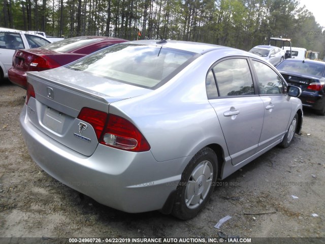 JHMFA36298S001759 - 2008 HONDA CIVIC HYBRID SILVER photo 4