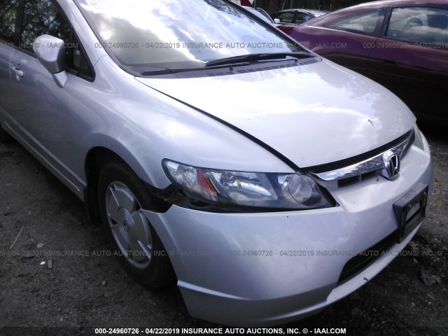 JHMFA36298S001759 - 2008 HONDA CIVIC HYBRID SILVER photo 6