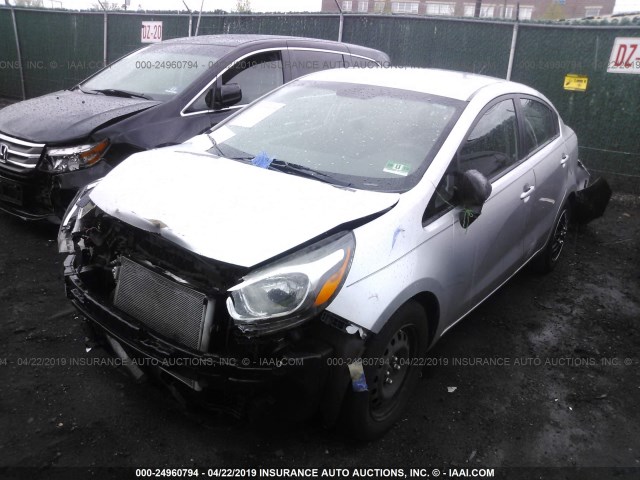 KNADM4A37D6178333 - 2013 KIA RIO LX SILVER photo 2