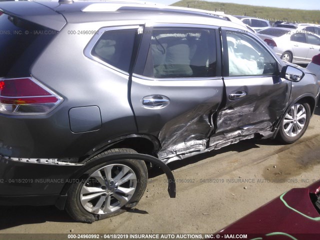 KNMAT2MV4GP682122 - 2016 NISSAN ROGUE S/SL/SV GRAY photo 6