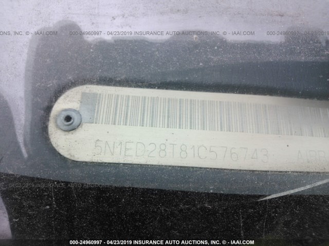 5N1ED28T81C576743 - 2001 NISSAN XTERRA XE/SE BLACK photo 9