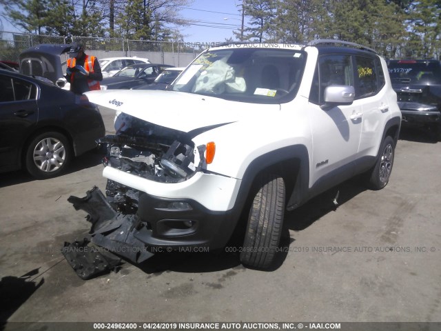 ZACCJBDB1HPE74952 - 2017 JEEP RENEGADE LIMITED WHITE photo 2