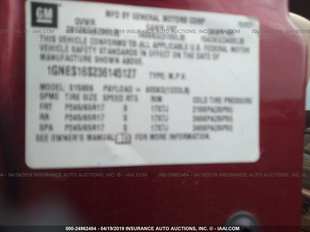 1GNES16S236145127 - 2003 CHEVROLET TRAILBLAZER EXT RED photo 9