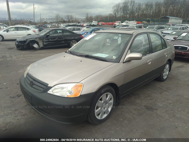 1HGES26701L051709 - 2001 HONDA CIVIC EX BEIGE photo 2