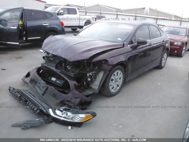 3FA6P0G79DR148281 - 2013 FORD FUSION S MAROON photo 2