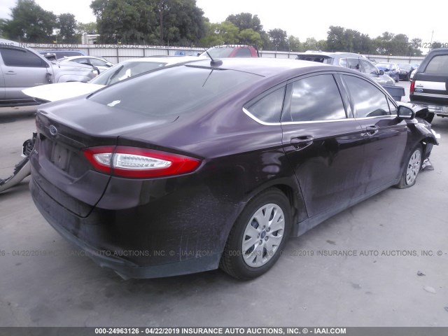 3FA6P0G79DR148281 - 2013 FORD FUSION S MAROON photo 4