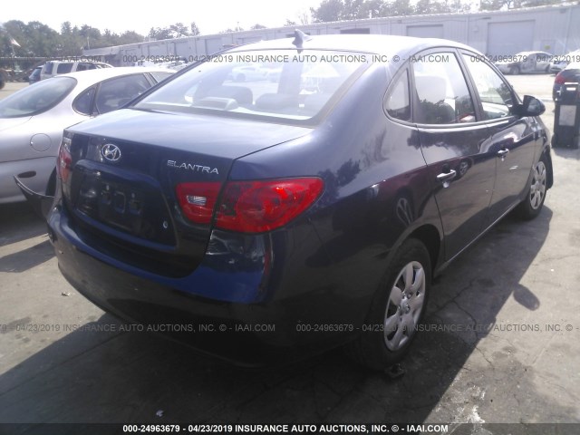 KMHDU46D79U677412 - 2009 HYUNDAI ELANTRA GLS/SE BLUE photo 4