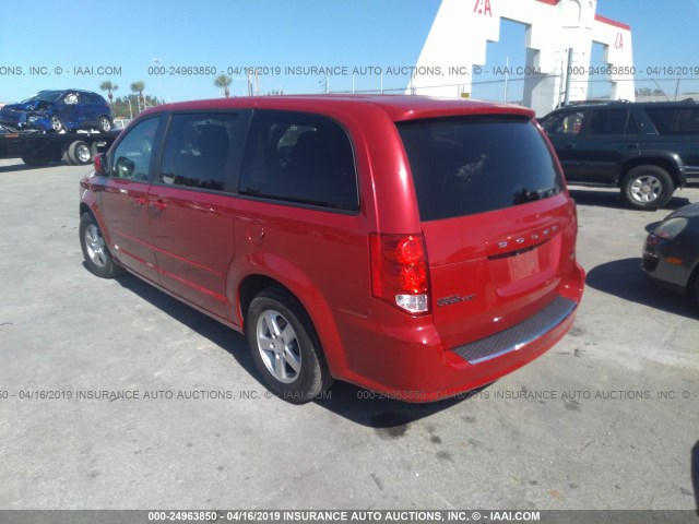 2C4RDGCGXDR521056 - 2013 DODGE GRAND CARAVAN SXT RED photo 3