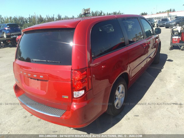 2C4RDGCGXDR521056 - 2013 DODGE GRAND CARAVAN SXT RED photo 4