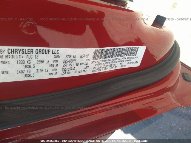 2C4RDGCGXDR521056 - 2013 DODGE GRAND CARAVAN SXT RED photo 9