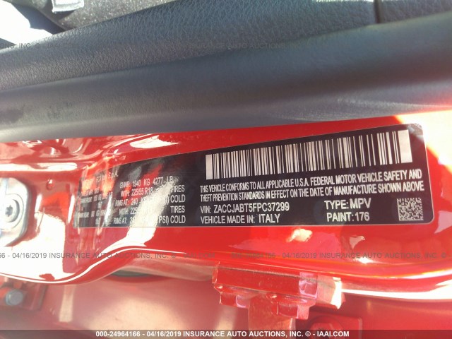 ZACCJABT5FPC37299 - 2015 JEEP RENEGADE RED photo 9