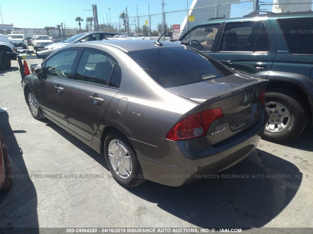 JHMFA36298S015225 - 2008 HONDA CIVIC HYBRID GRAY photo 3