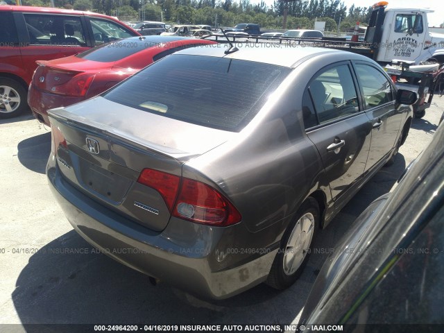 JHMFA36298S015225 - 2008 HONDA CIVIC HYBRID GRAY photo 4