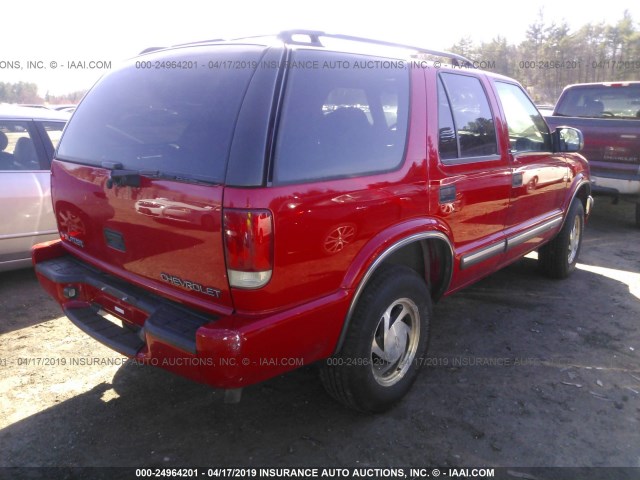 1GNDT13W1Y2113087 - 2000 CHEVROLET BLAZER RED photo 4