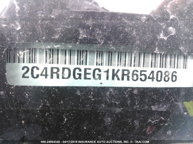 2C4RDGEG1KR654086 - 2019 DODGE GRAND CARAVAN  GRAY photo 9