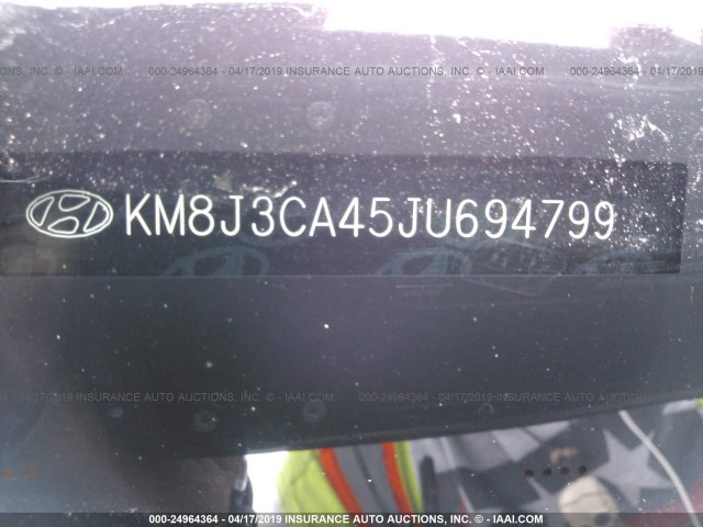 KM8J3CA45JU694799 - 2018 HYUNDAI TUCSON LIMITED/SPORT AND ECO/SE SILVER photo 9