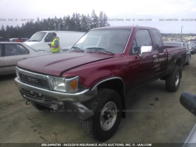 JT4VN13GXM5068420 - 1991 TOYOTA PICKUP 1/2 TON EX LONG WHLBS SR5 MAROON photo 2