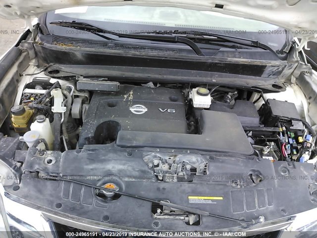 5N1AR2MN1EC613693 - 2014 NISSAN PATHFINDER S/SV/SL/PLATINUM WHITE photo 10