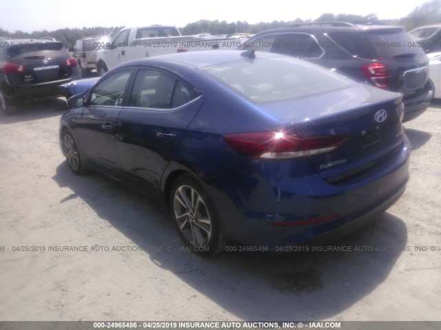 5NPD84LF7JH297404 - 2018 HYUNDAI ELANTRA SEL/VALUE/LIMITED BLUE photo 3