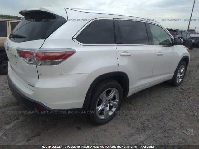 5TDYKRFH0FS039532 - 2015 TOYOTA HIGHLANDER LIMITED/LTD PLATINUM WHITE photo 4